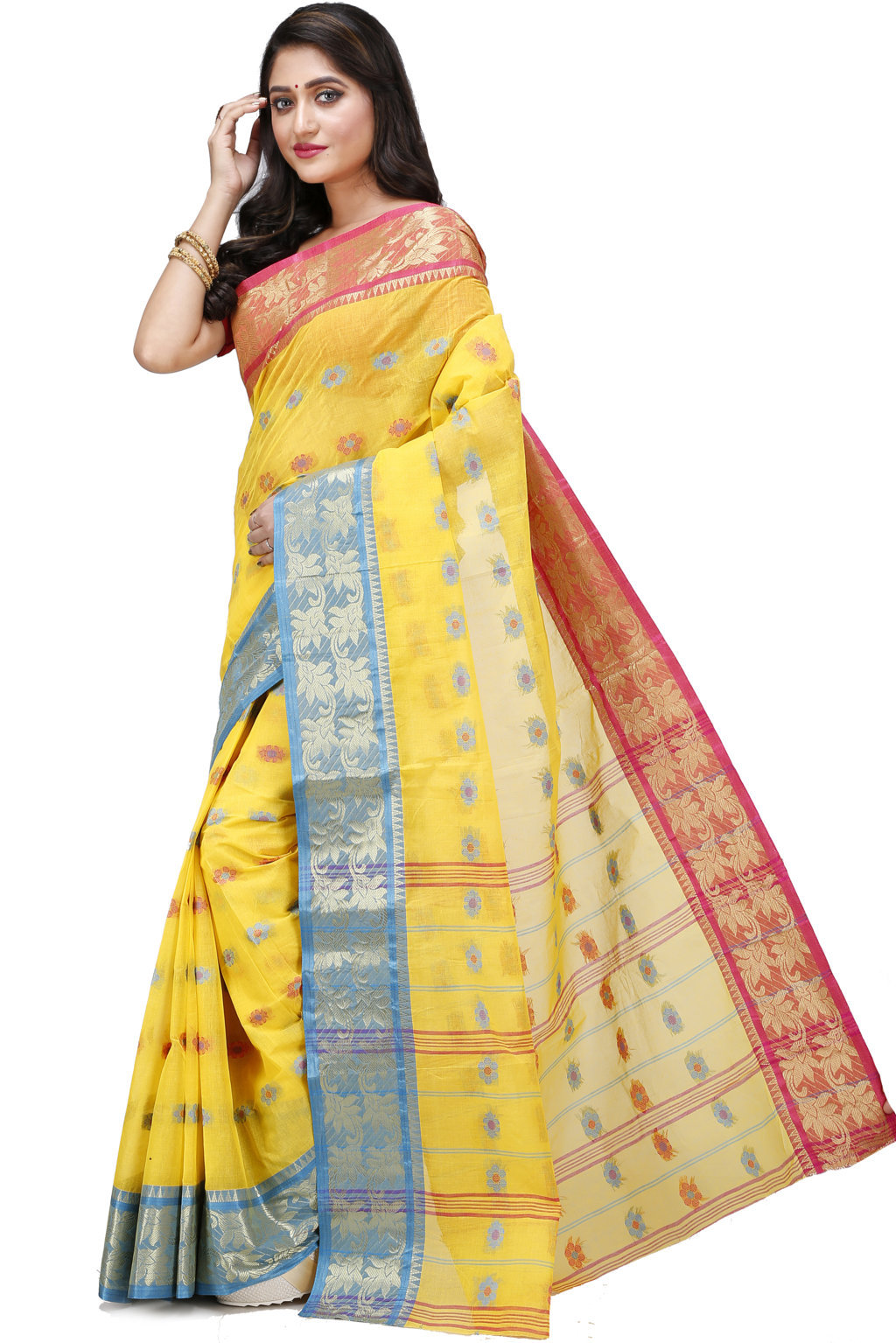 Yellow Pure Cotton Dui_Has Tant Saree (870)